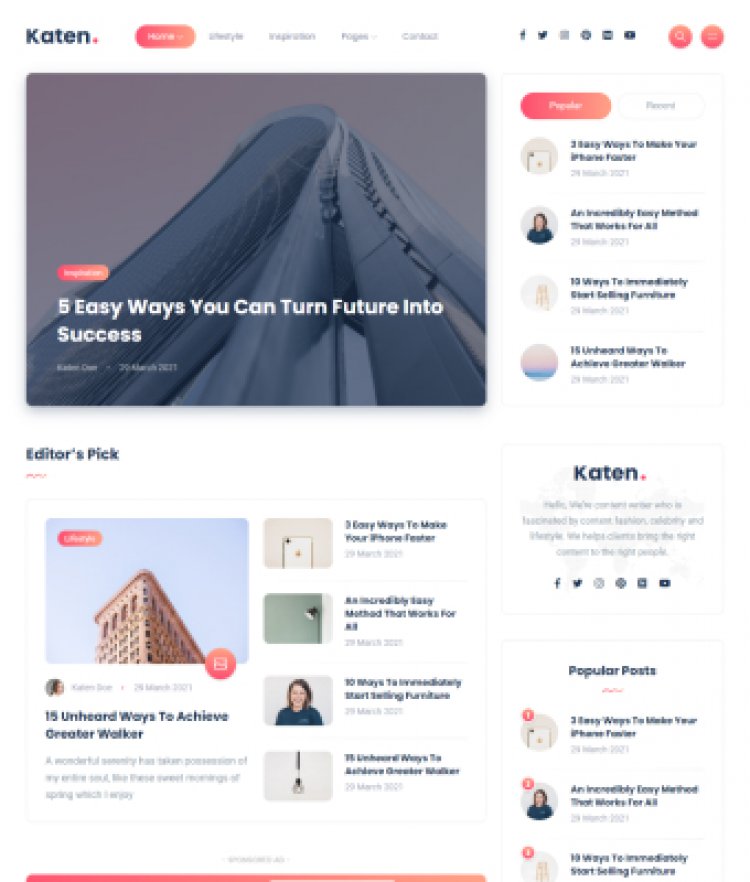Katen - HTML Template cho Tạp chí & Blog cá nhân