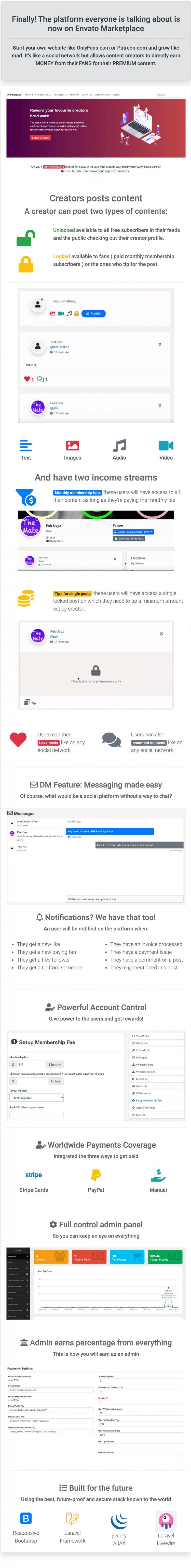 ‎PHP FansOnly Patrons - Mã nguồn Nền tảng người sáng tạo nội dung trả phí‎