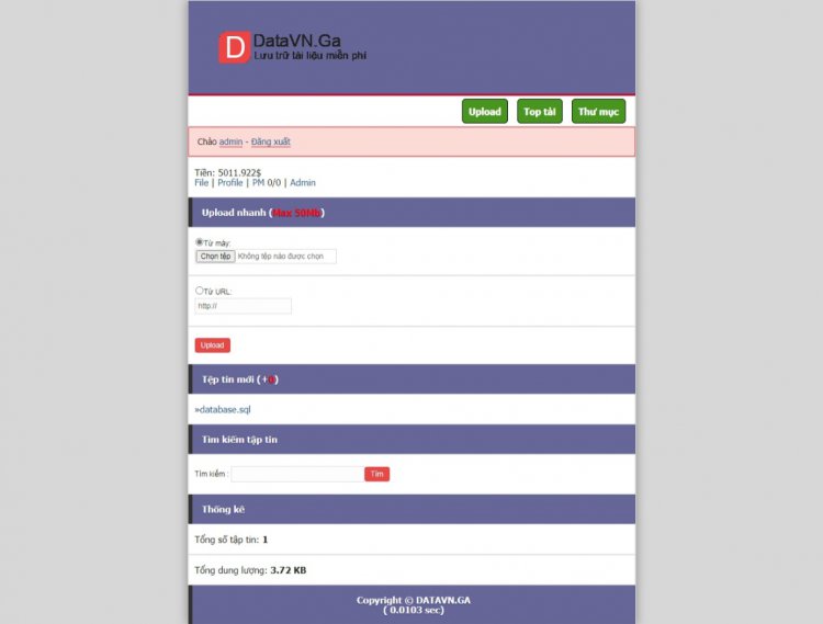 Share code web Upload tập tin DataVN.Ga