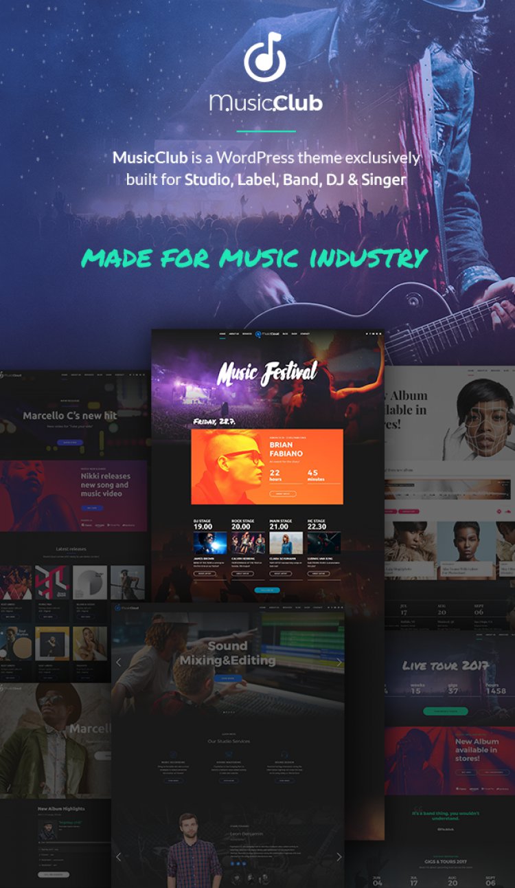 Music Club – Studio, Label, Band, DJ or Singer WordPress Theme