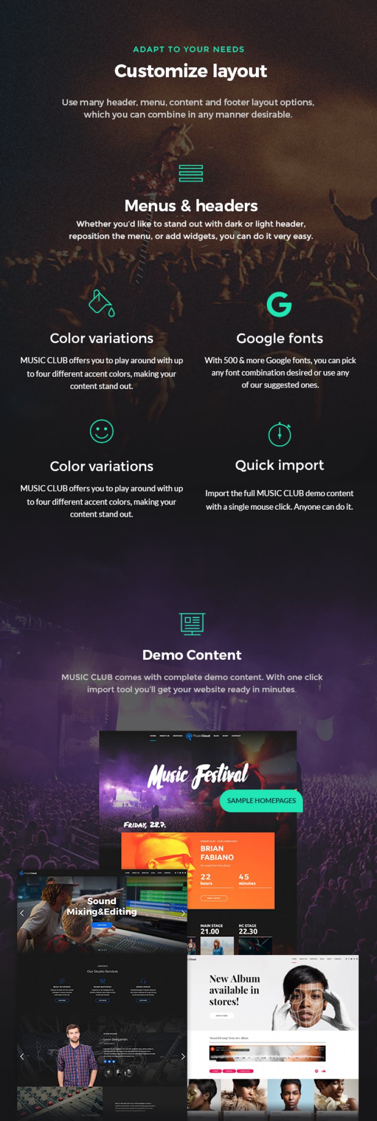 Music Club – Studio, Label, Band, DJ or Singer WordPress Theme
